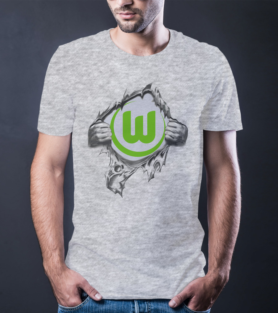 Vfl Wolfsburg Super Fan Tearing Through T-Shirt