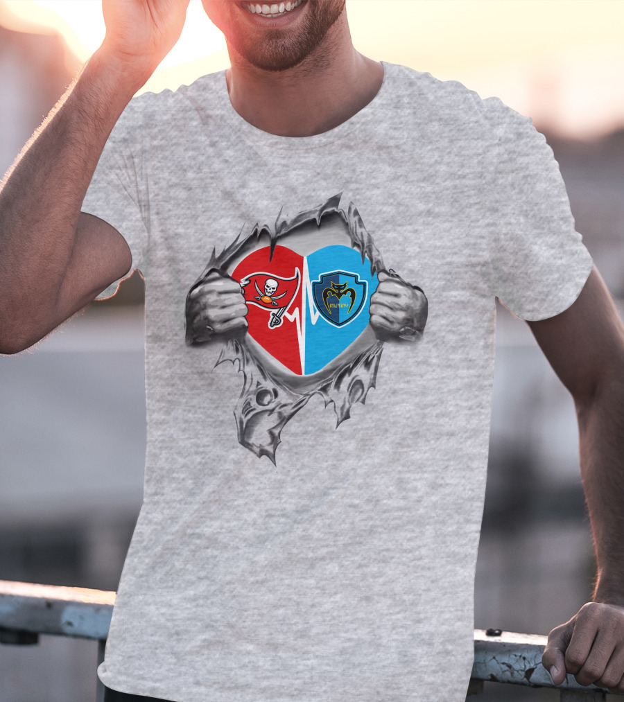 Buccaneers Tampa Bay Mutiny Heart Split Loyalty T-Shirt