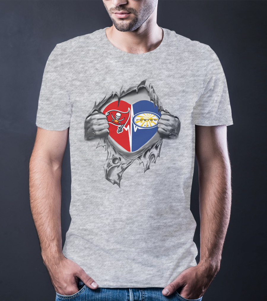 Buccaneers Pirate And Miami Fusion Sun Heartburst T-Shirt