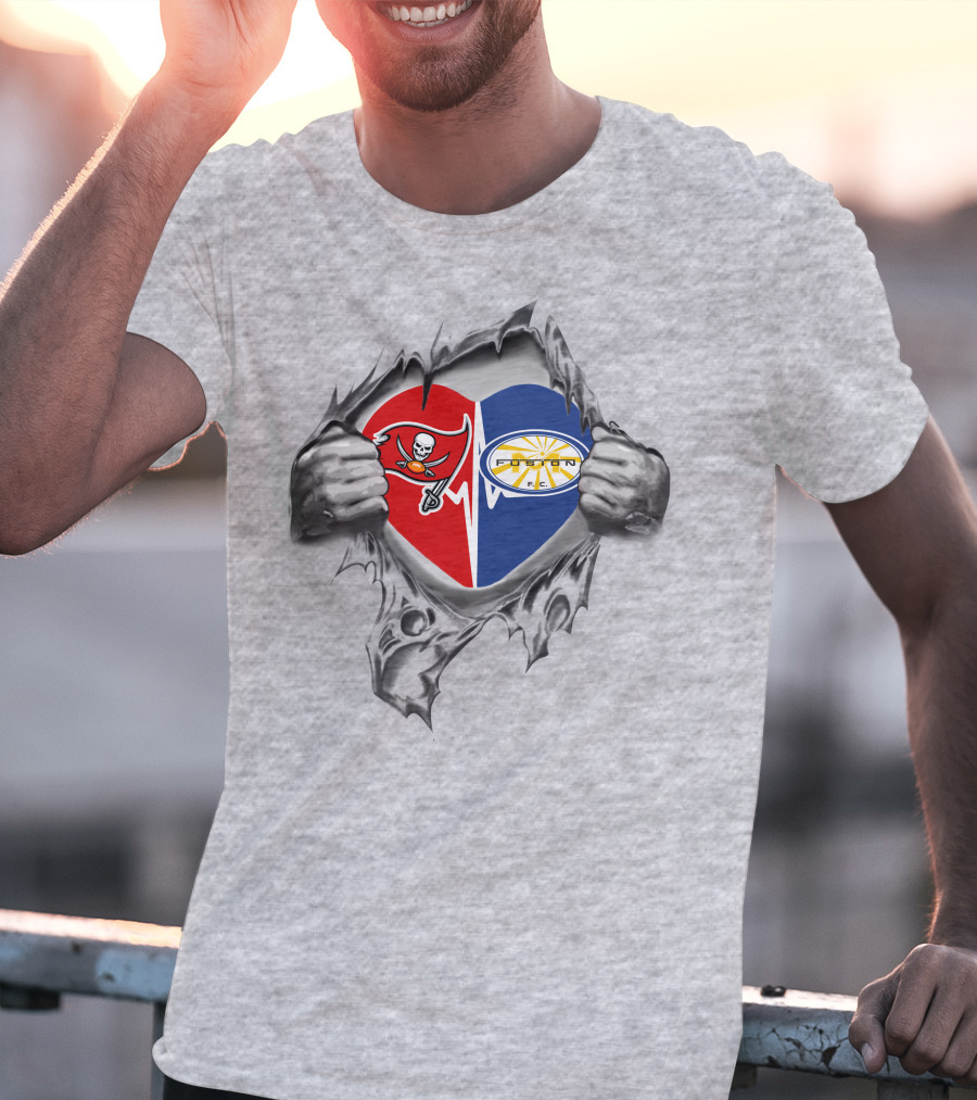 Buccaneers Pirate And Miami Fusion Sun Heartburst T-Shirt