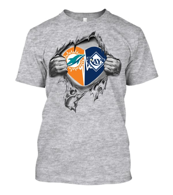 Miami Dolphins Tampa Bay Rays Heart It's In My Heart T-Shirt