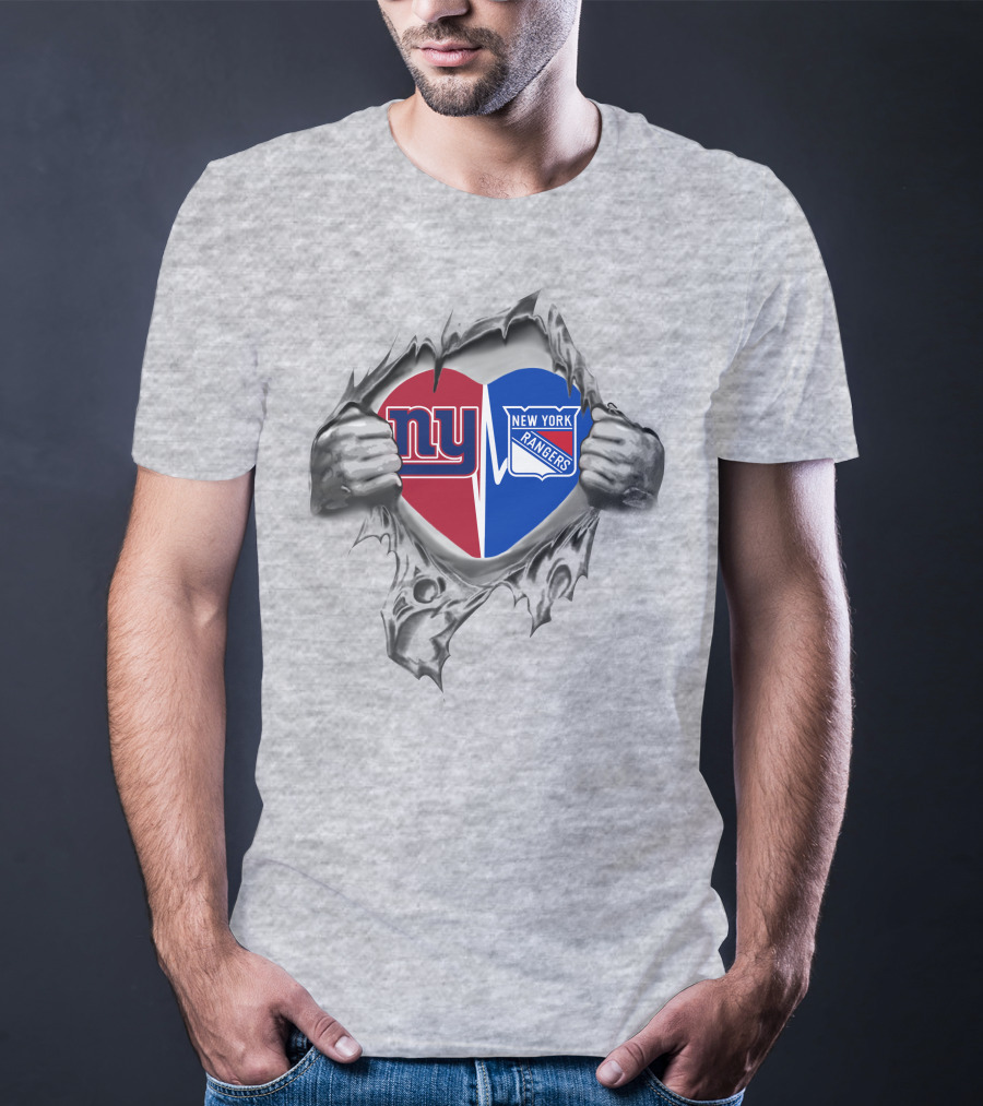 New York Giants Rangers Heart Fan Pride T-Shirt