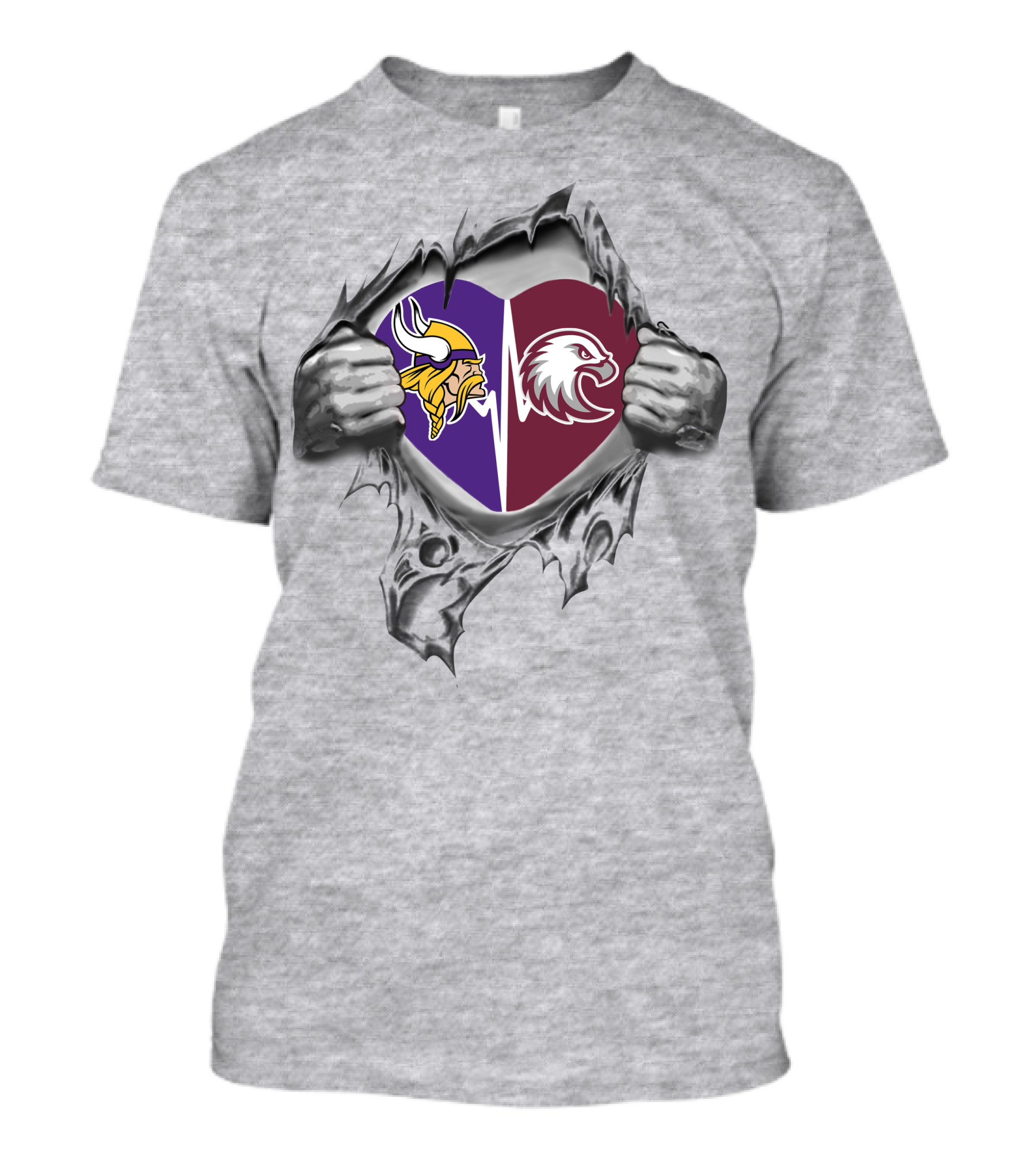 Vikings Augsburg Auggies Heart Logos Peeling Open T-Shirt