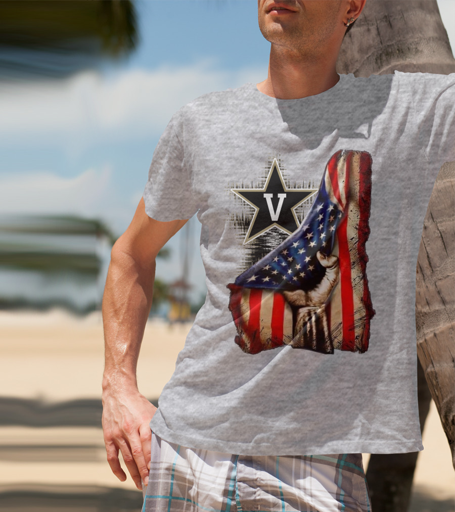 Vanderbilt Commodores American Flag Hand And Star T-Shirt