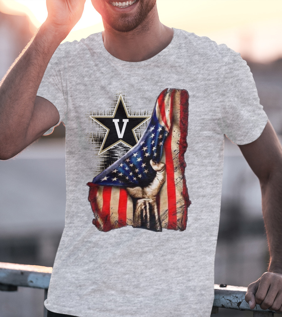 Vanderbilt Commodores American Flag Hand And Star T-Shirt