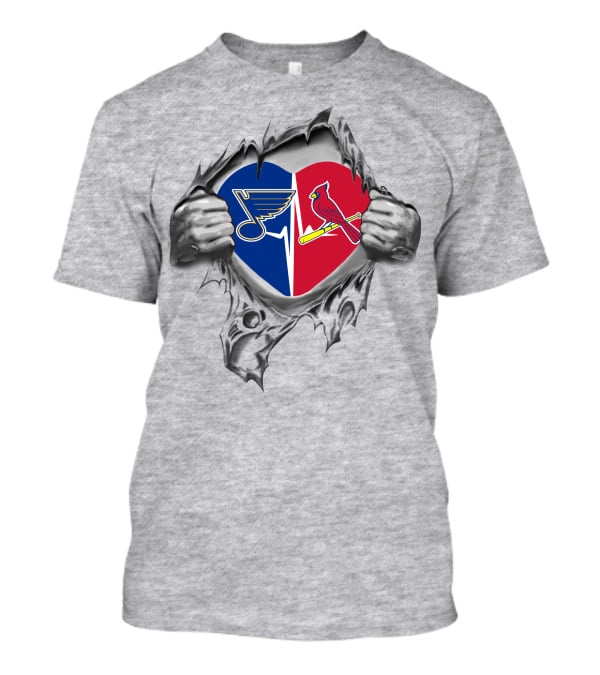 Blues Cardinals Heart Logo Torn T-Shirt
