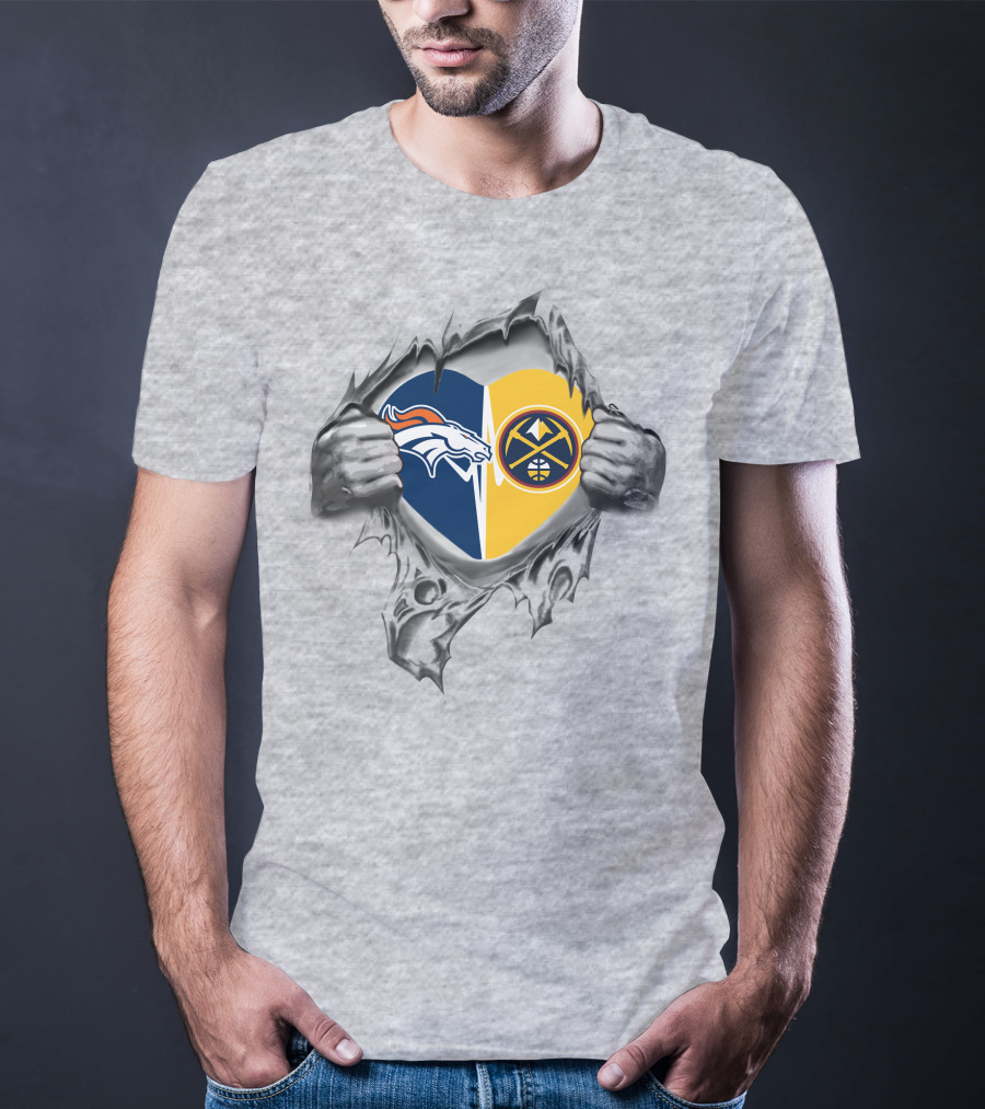 Denver Broncos Nuggets Heart Unity T-Shirt