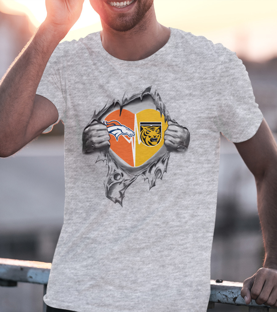 Denver Broncos Colorado College Tigers Heart Symbol Unity T-Shirt