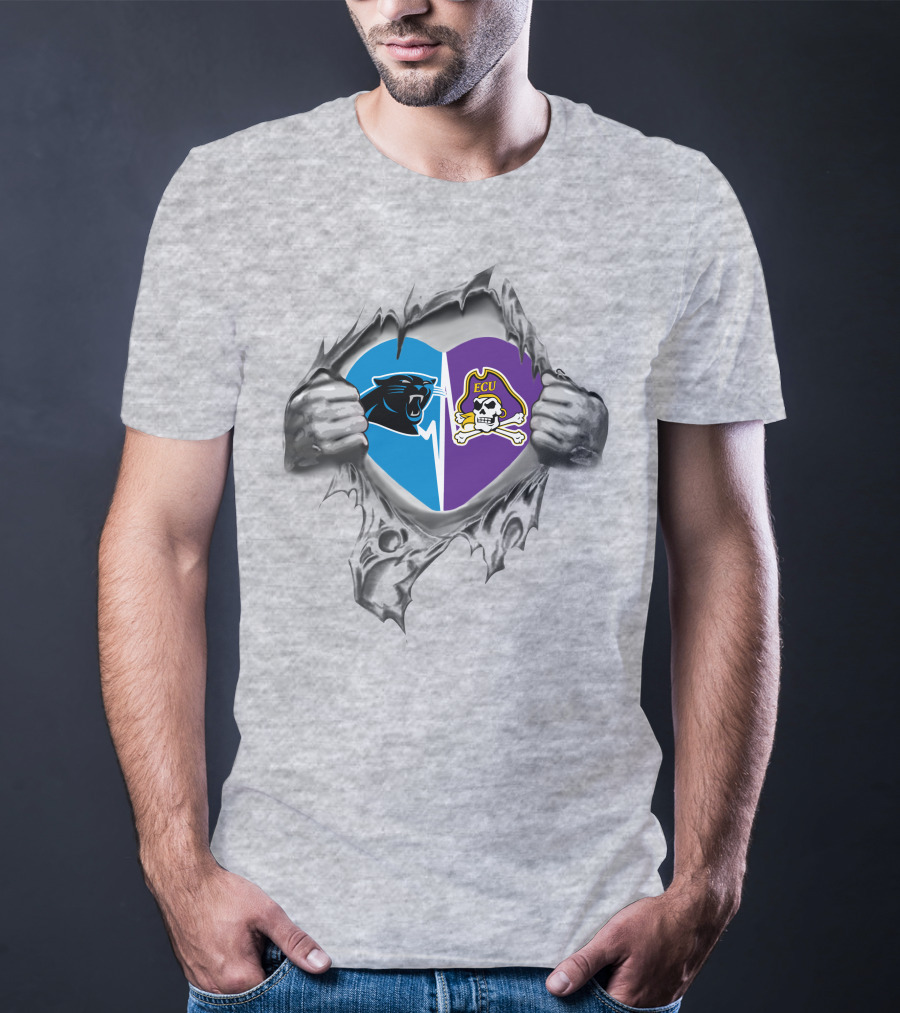 Panthers Ecu Pirates Heart Sports Fan Pride T-Shirt