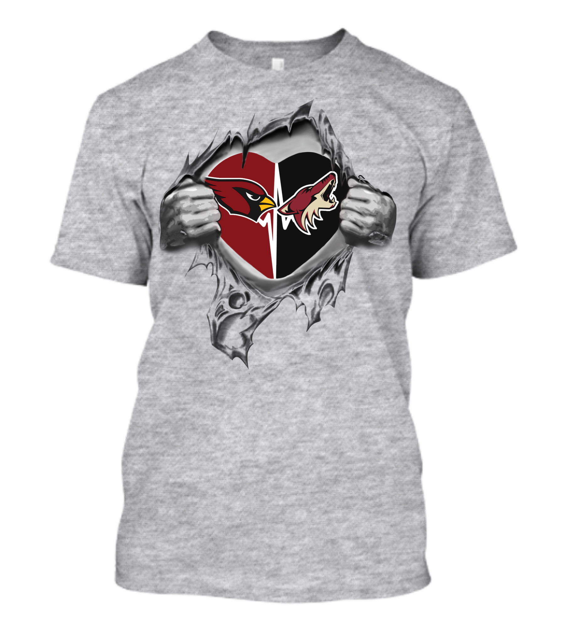 Cardinals Arizona Coyotes Heart Hands Tear T-Shirt