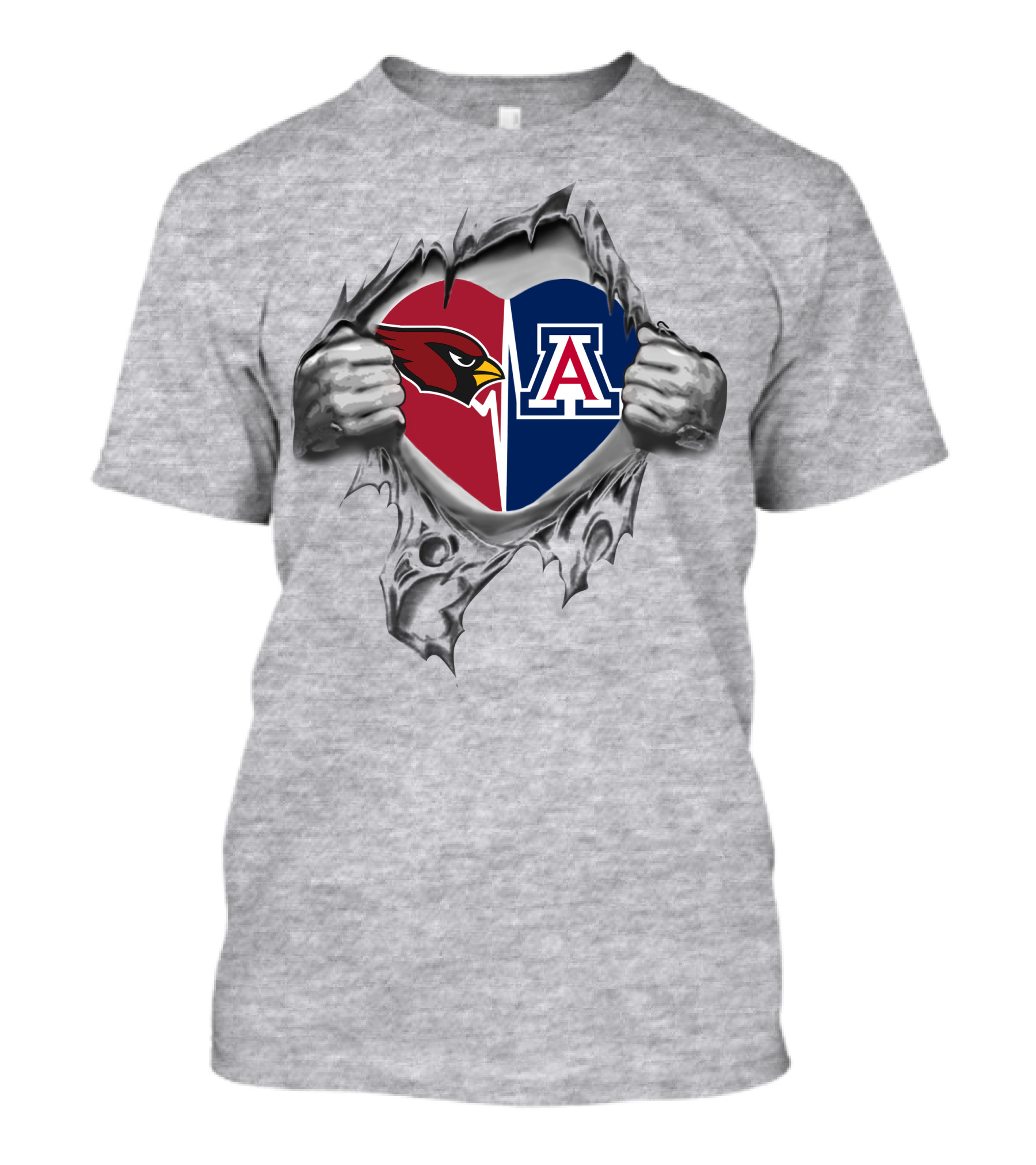 Arizona Cardinals Wildcats Heart Ripped T-Shirt