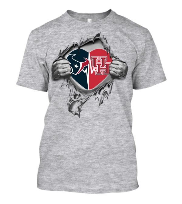 Houston Texans Cougars Heart Gripping Fan Pride T-Shirt
