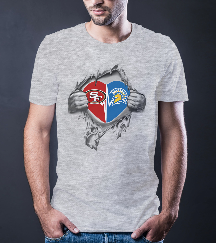 49ers San Jose State Spartans Heart Logo Split T-Shirt