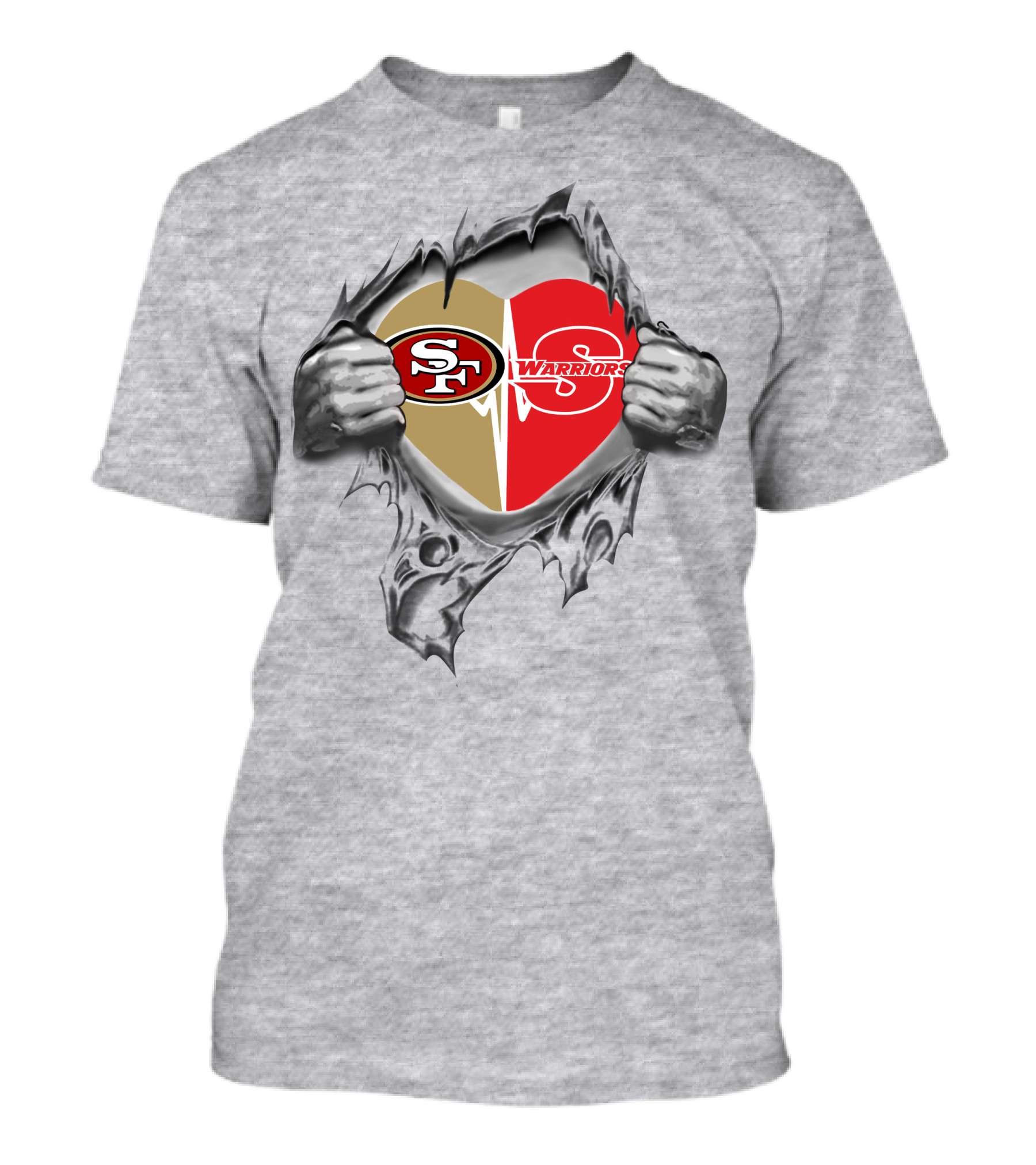 49ers Stanislaus Warriors Heart Symbol Split T-Shirt