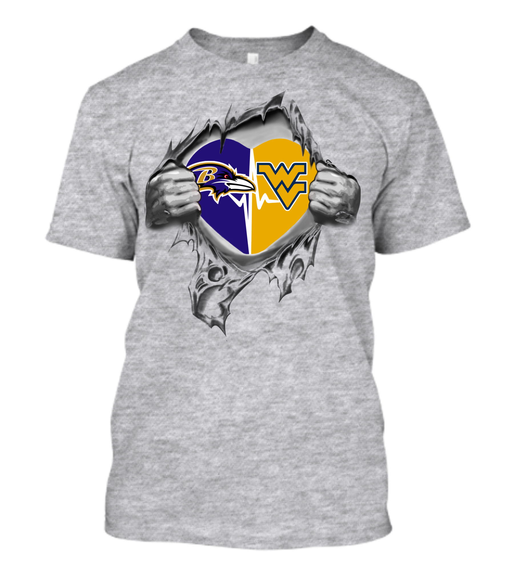 Ravens Wvu Mountaineers Heart Ravens Logo West Virginia T-Shirt