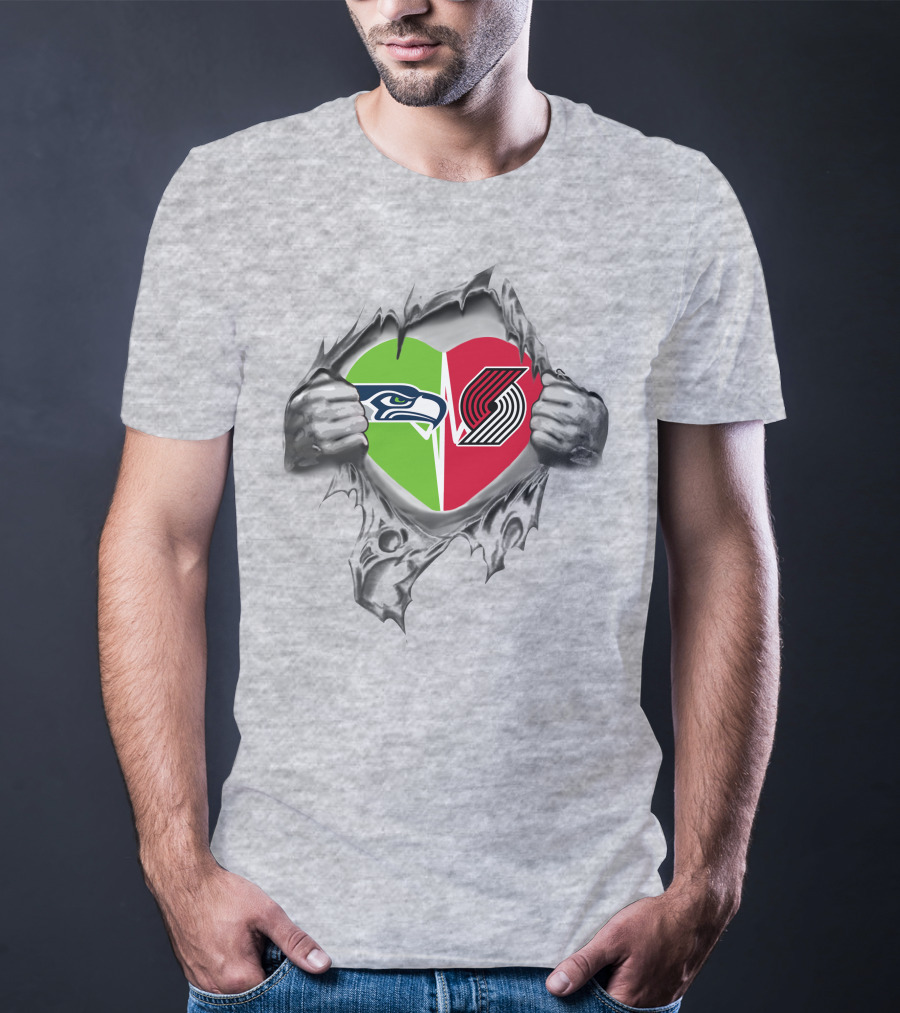 Seahawks Blazers Heart Logo Split T-Shirt