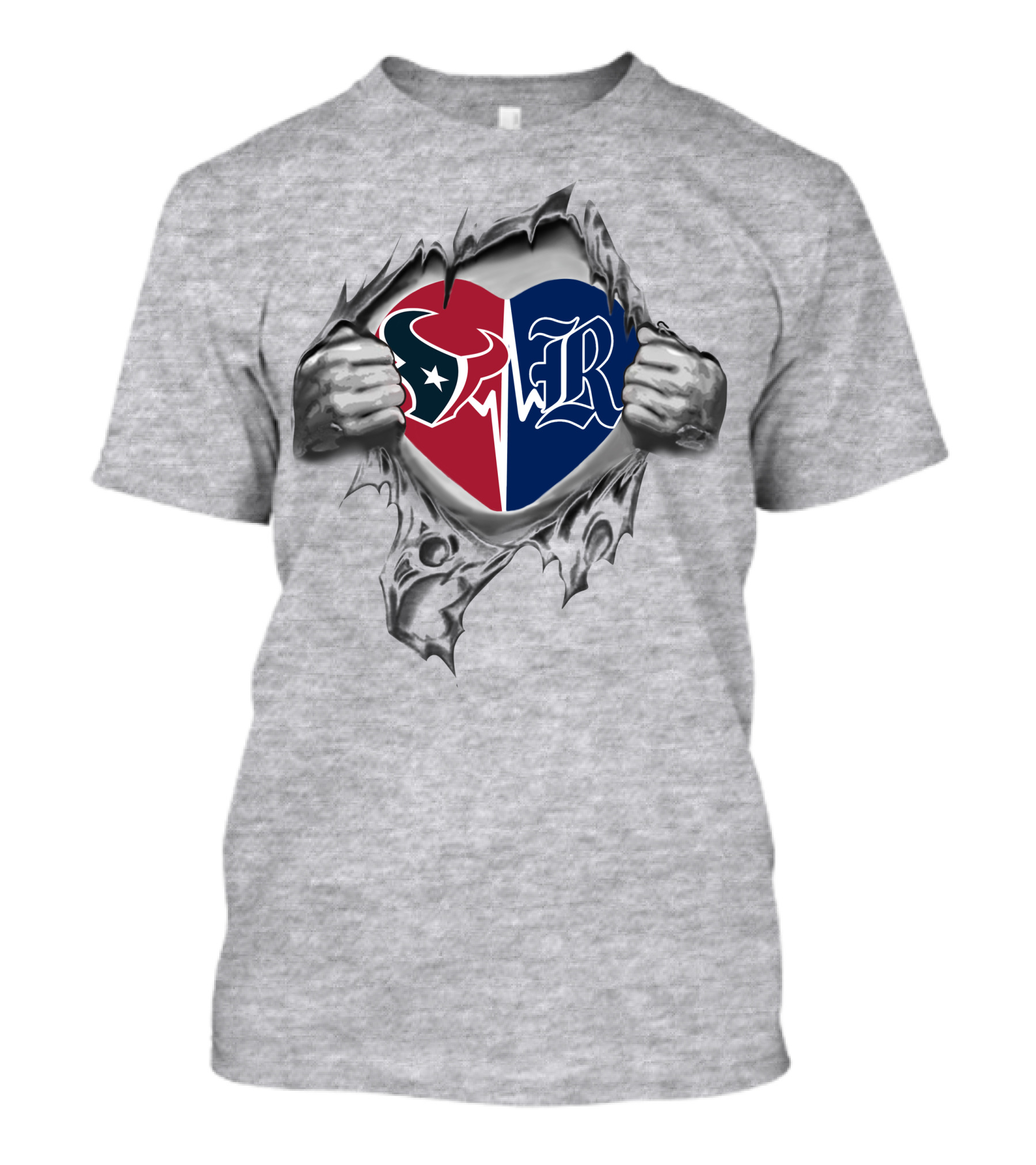 Texans Rice Owls Heart Logo Fusion T-Shirt