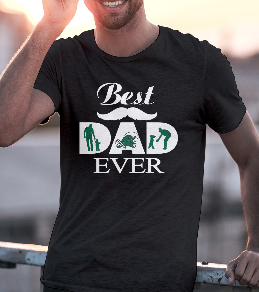 Best Dad Ever Tulane Green Wave Silhouette Fathers Day T-Shirt