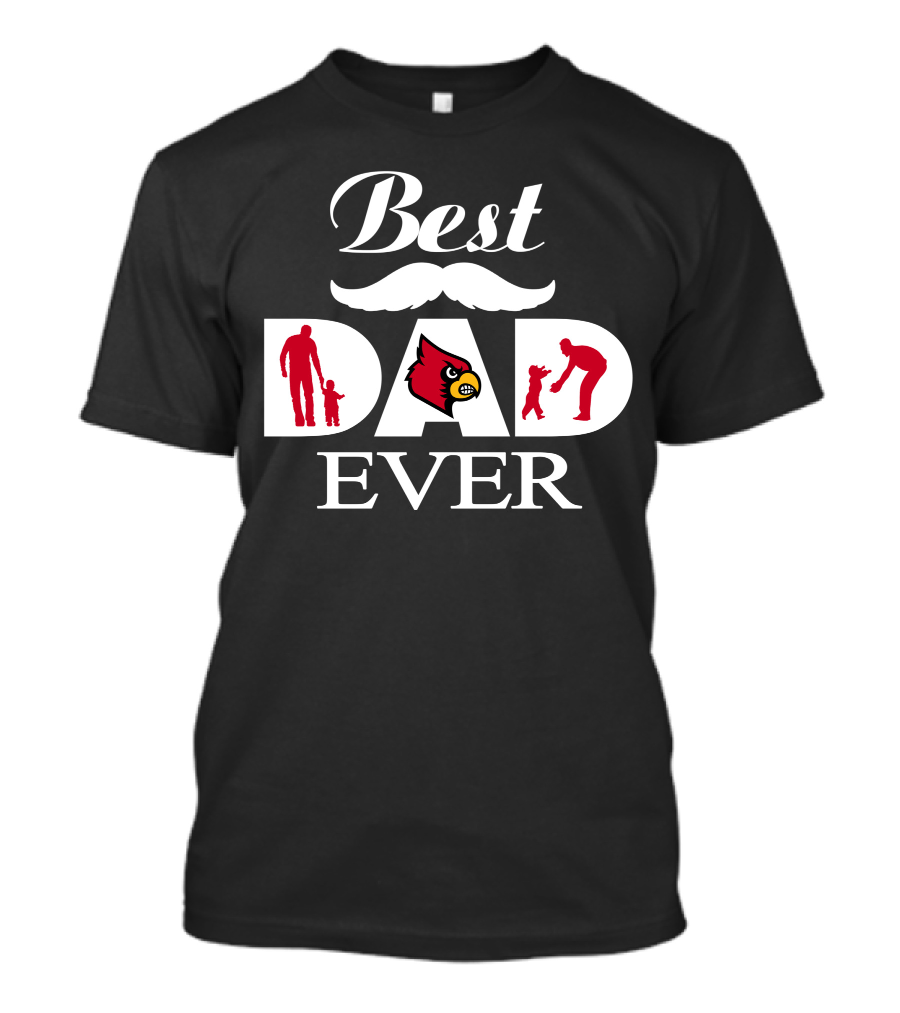 Best Dad Ever Louisville Cardinals Dad And Child Silhouettes With Cardinals T-Shirt