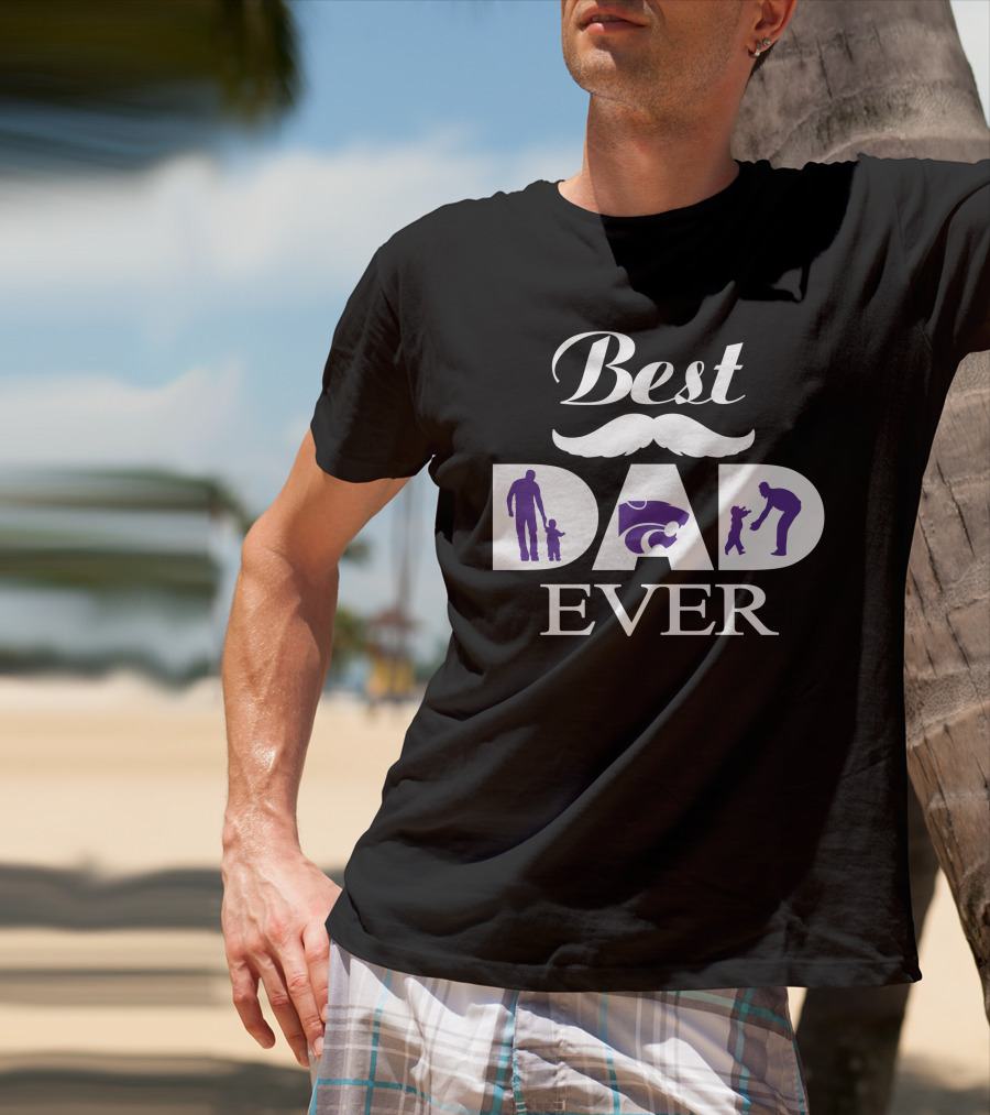 Best Dad Ever Kansas State Wildcats Dad Silhouette T-Shirt
