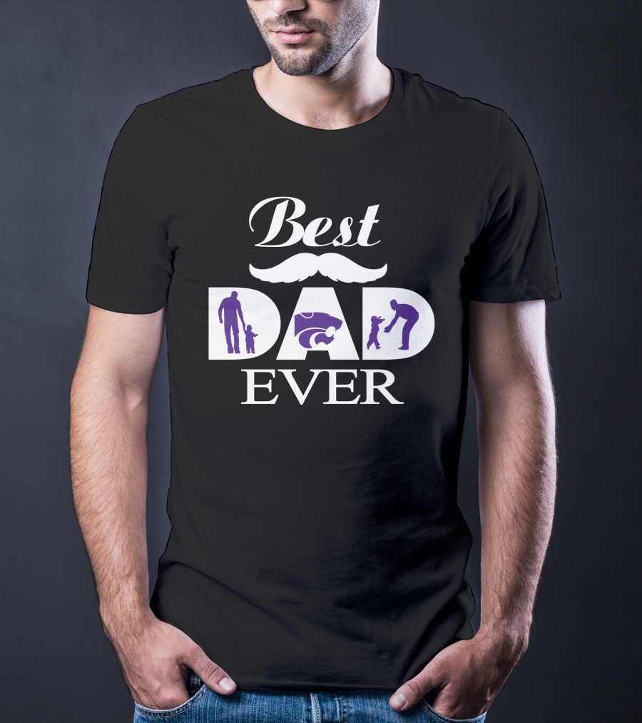 Best Dad Ever Kansas State Wildcats Dad Silhouette T-Shirt