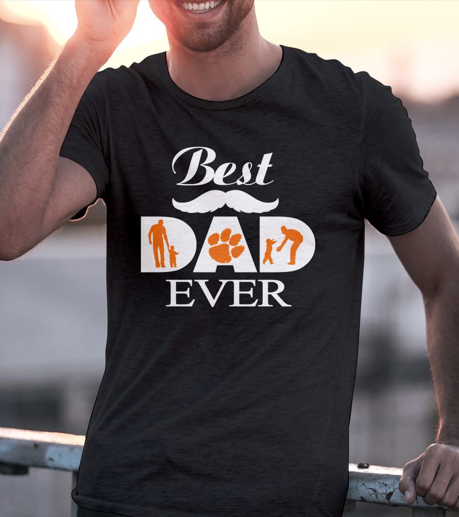 Best Dad Ever Clemson Tigers Paw Silhouette T-Shirt