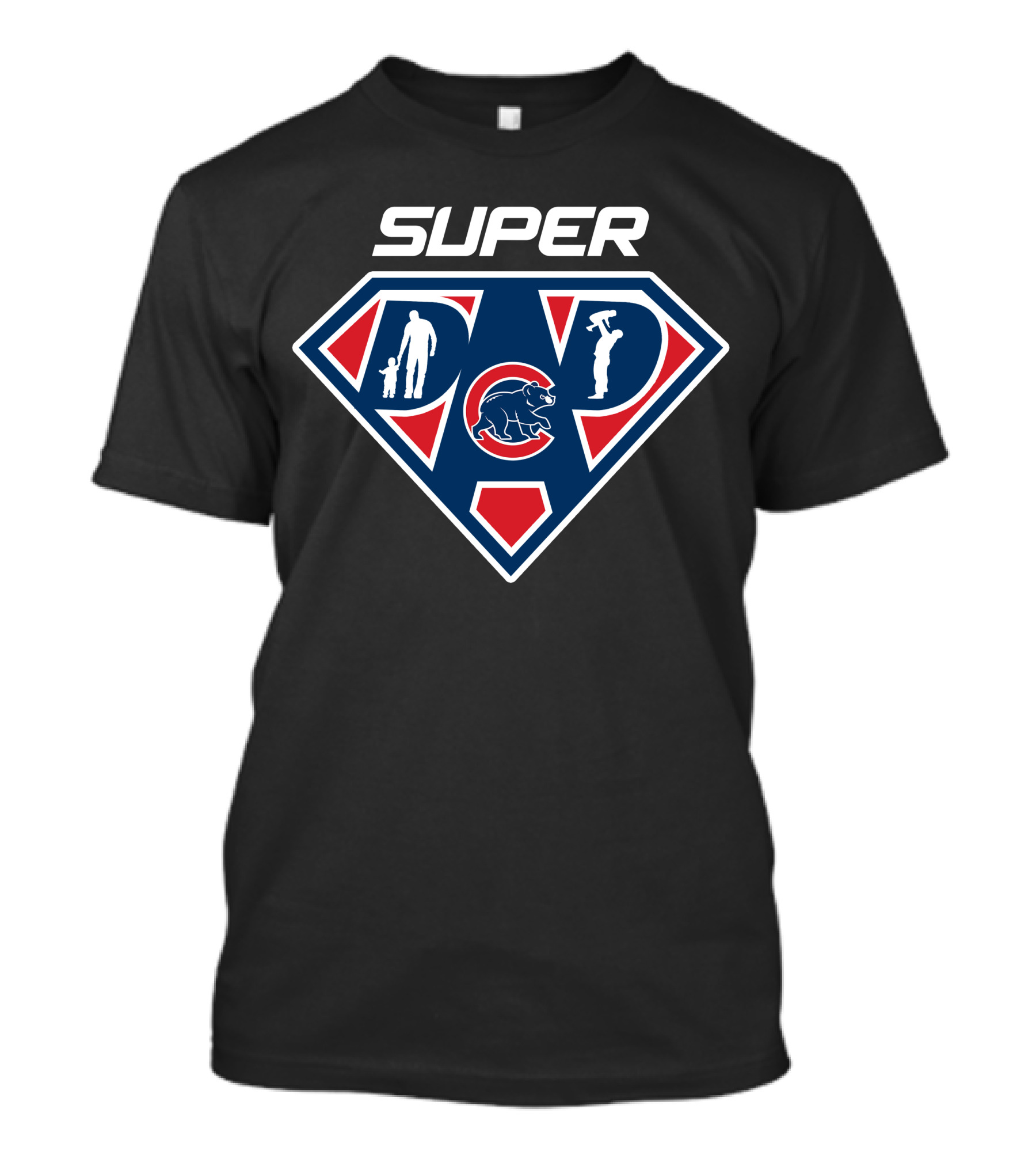 Super Dad Chicago Cubs Baseball Family Man T-Shirt