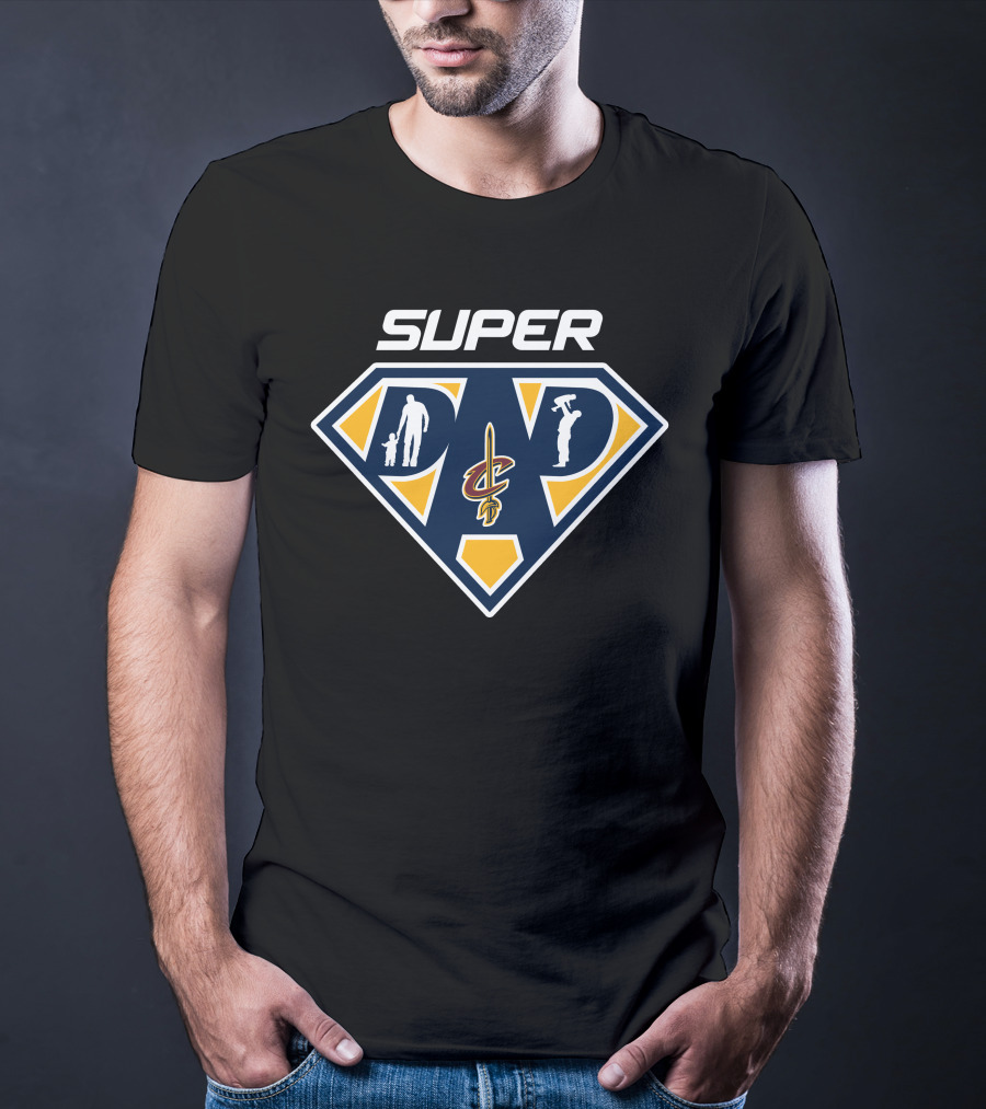 Cleveland Cavaliers Super Dad Emblem With Silhouettes T-Shirt