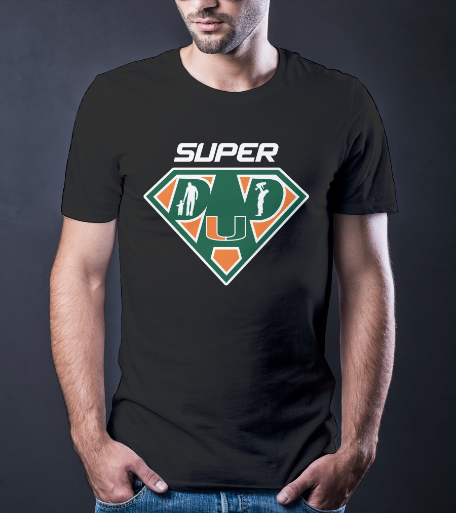 Miami Hurricanes Super Dad U Symbol Hero T-Shirt