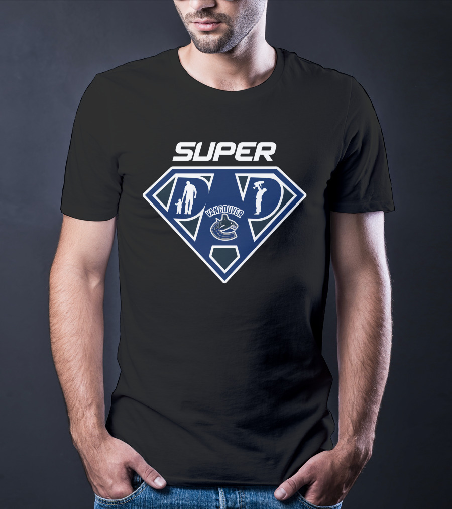 Vancouver Canucks Super Dad Hero Symbol With Logo And Figures T-Shirt