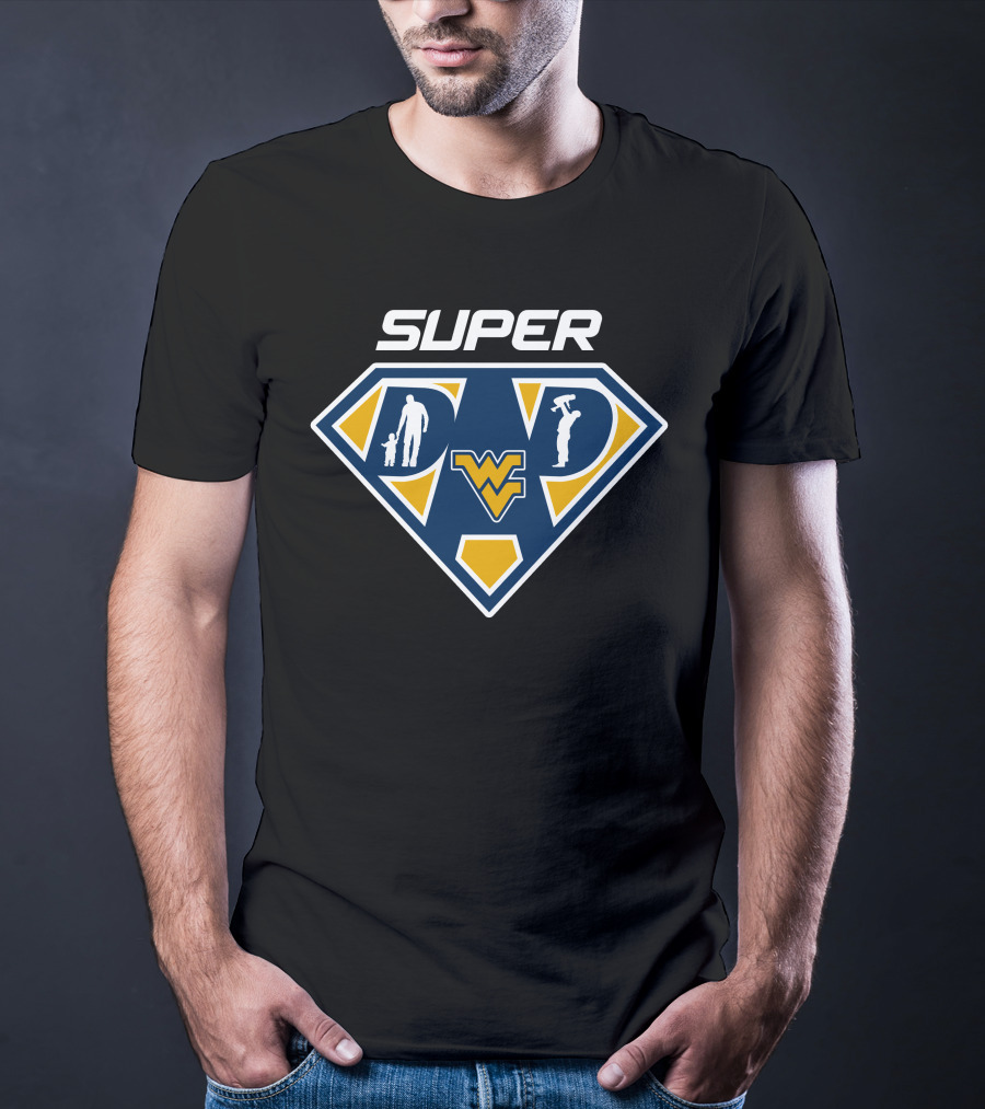 West Virginia Mountaineers Super Dad Superman Logo Silhouette T-Shirt