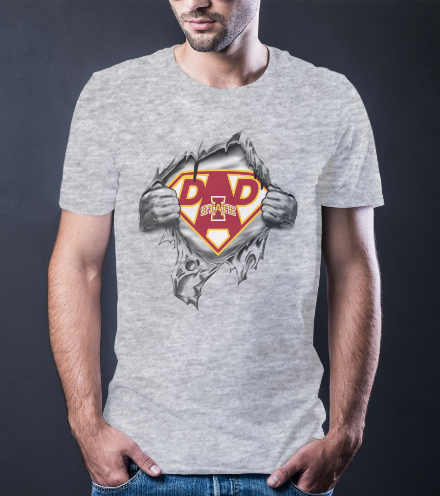 Iowa State Cyclones Dad Superhero Logo Tear T-Shirt