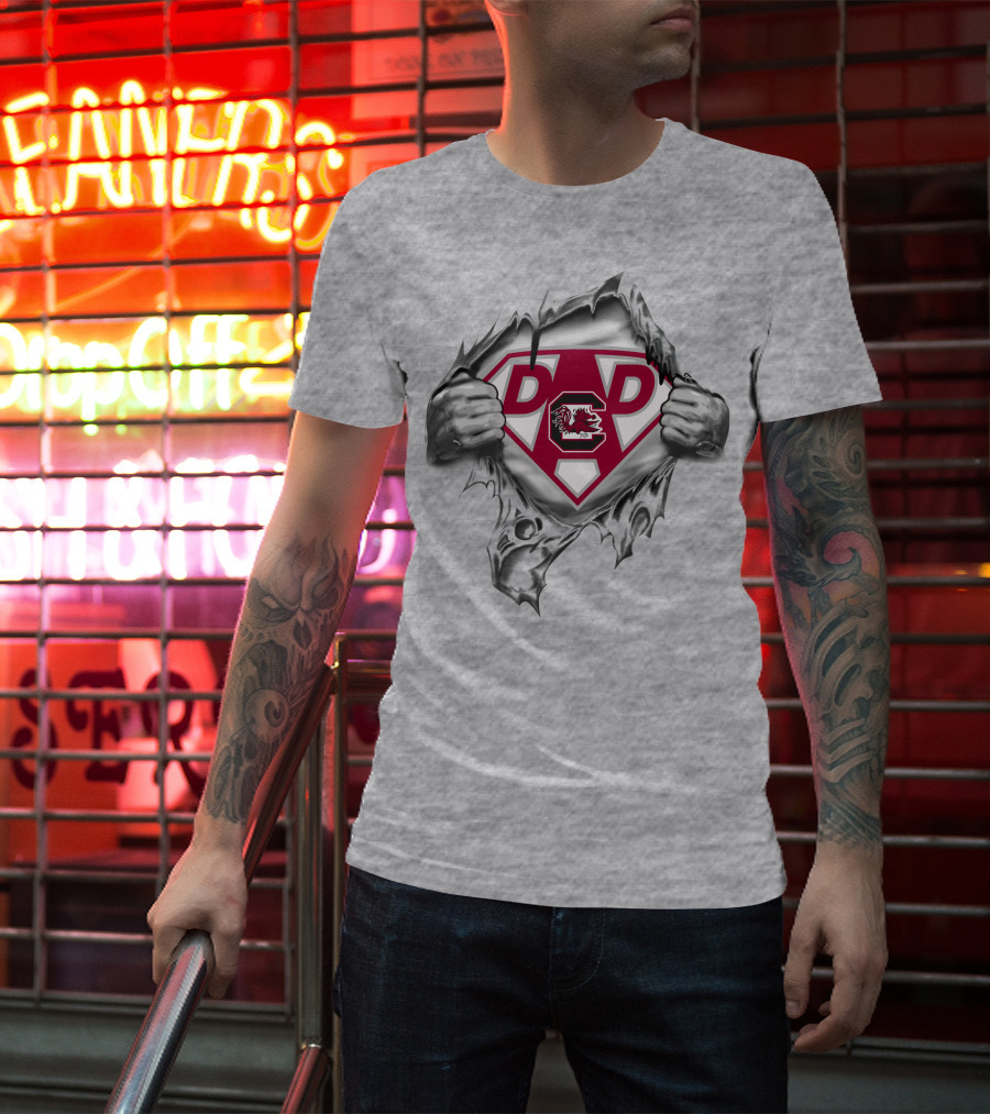 Super Dad South Carolina Gamecocks Emblem Tearing T-Shirt
