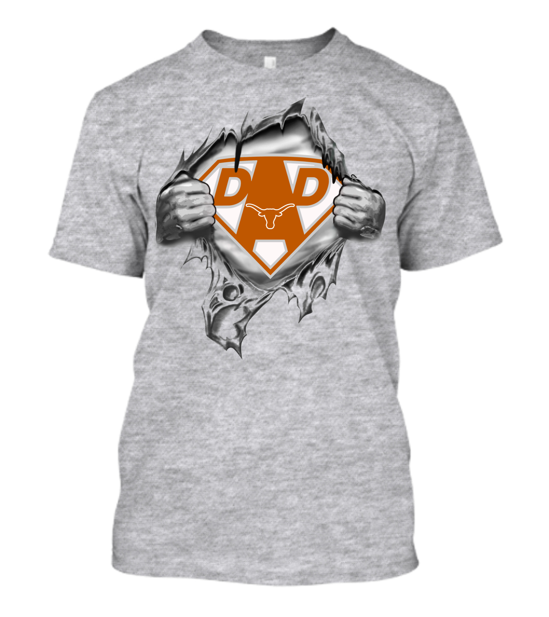 Texas Longhorns Super Dad Superman Logo With Torn Reveal T-Shirt