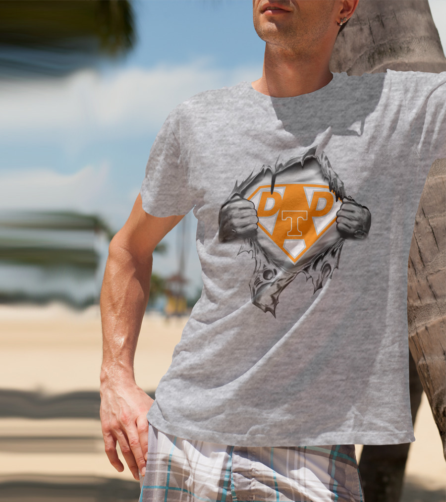 Tennessee Volunteers Dad Superhero Logo Orange T-Shirt