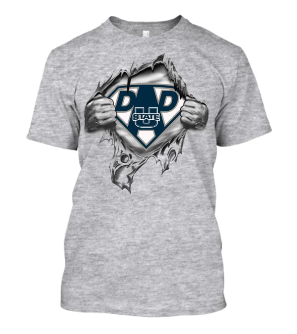 Utah State Aggies Dad Superhero Shield T-Shirt