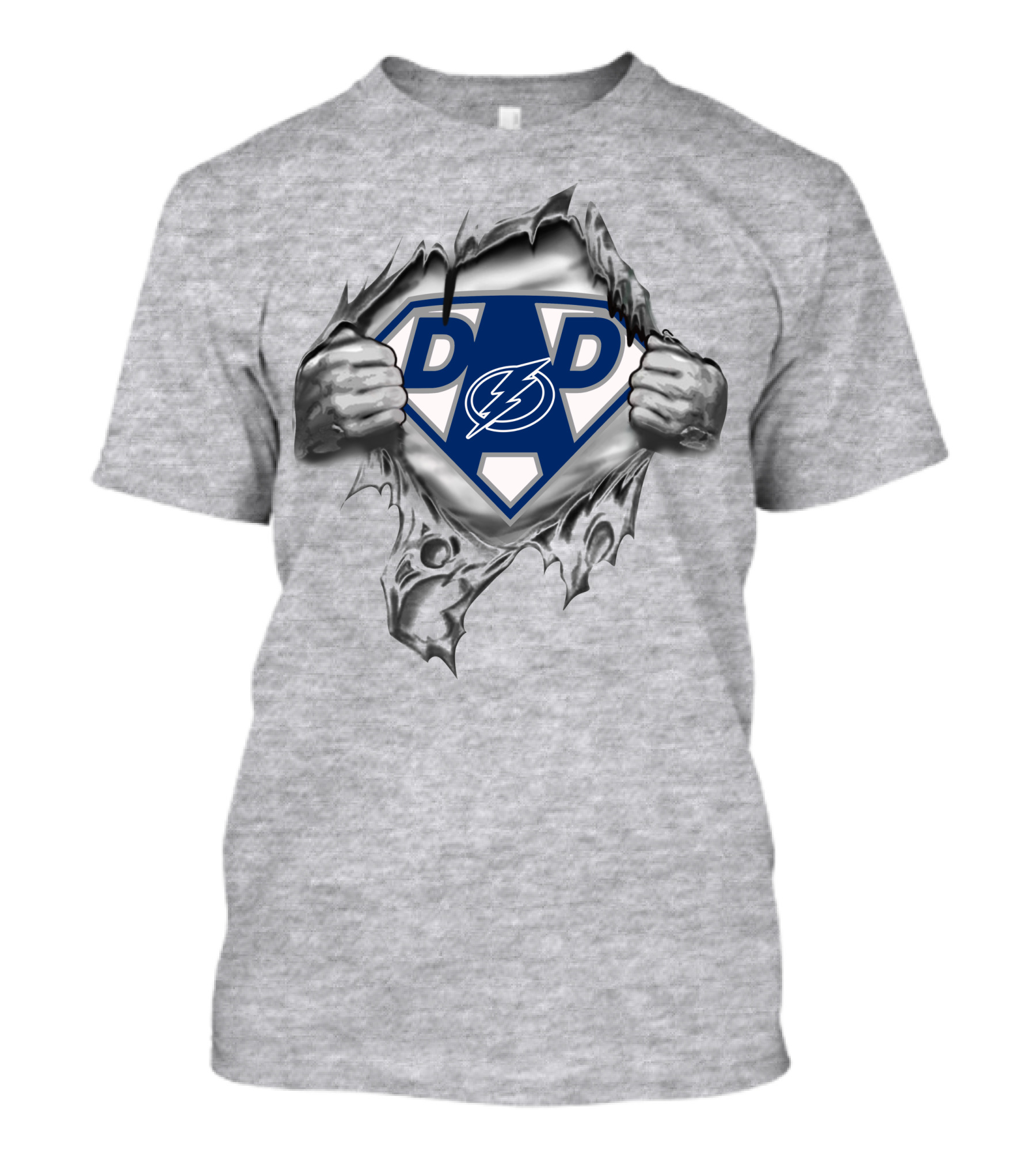 Tampa Bay Lightning Super Dad Logo With Lightning Bolt And Comic Style Hero Suit T-Shirt