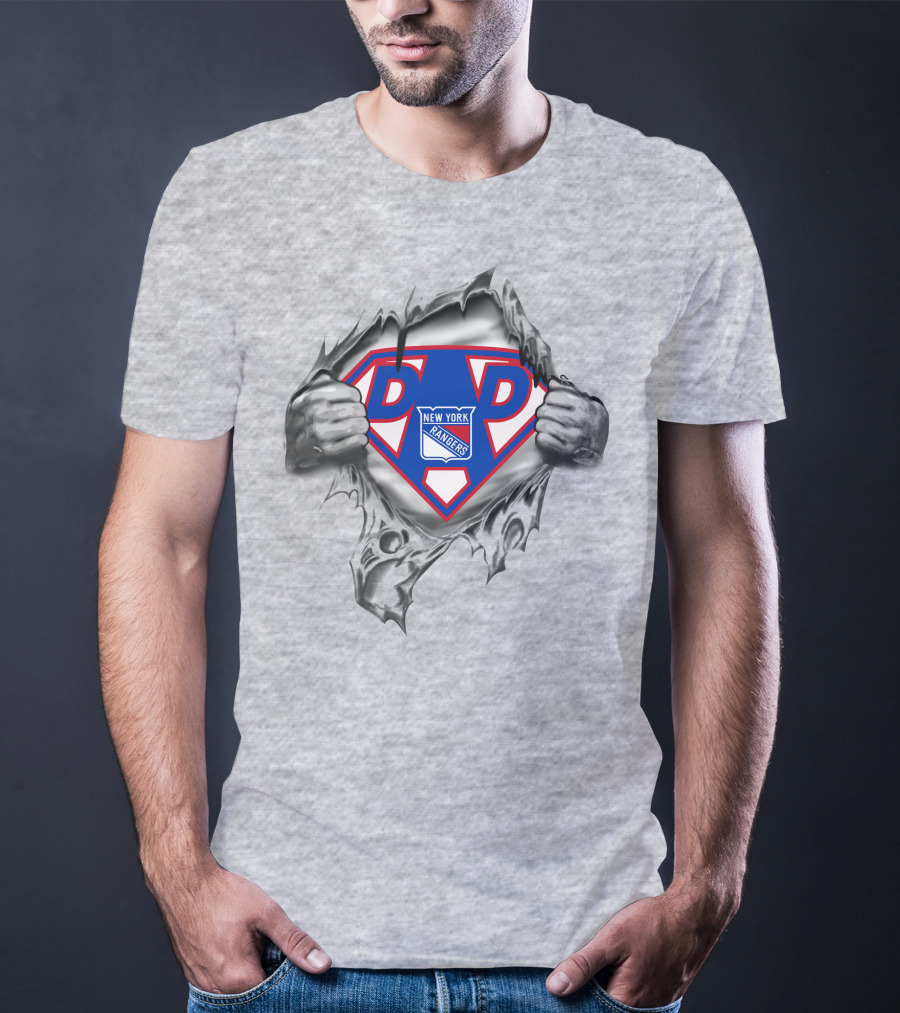 New York Rangers Super Dad Logo Superman Hands T-Shirt