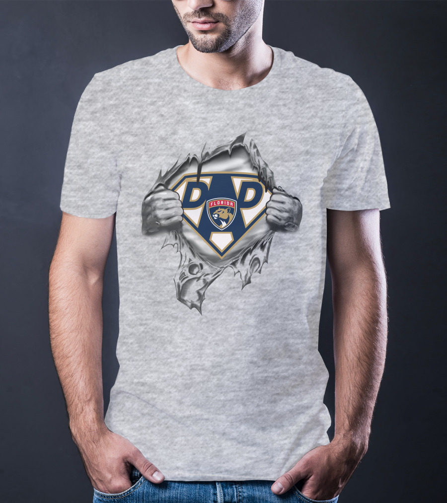 Florida Panthers Super Dad Emblem With Shield And Claw Marks T-Shirt