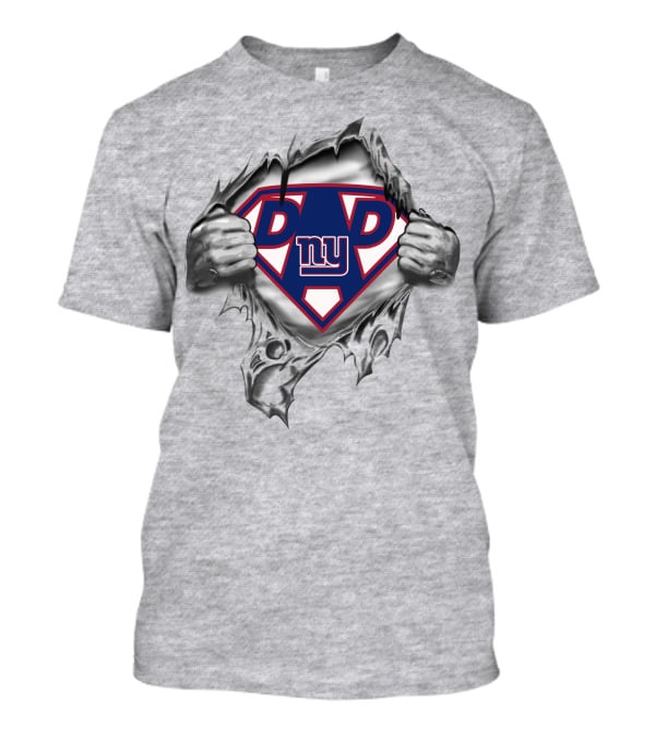 New York Giants Super Dad Metal Emblem With Ny Logo Peeking Through T-Shirt