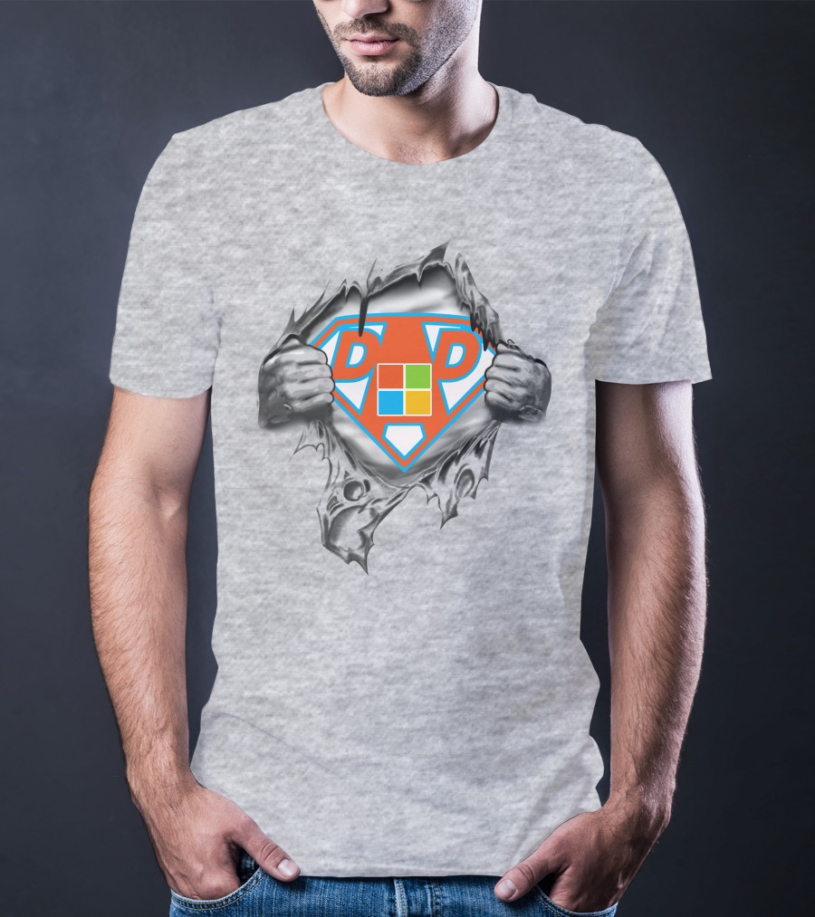 Microsoft Super Dad Logo Parody With Torn Shirt Effect T-Shirt