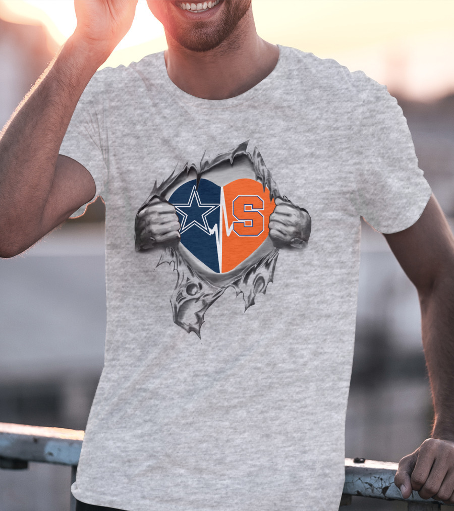 Cowboys Star Split Heart Syracuse Orange Torn T-Shirt