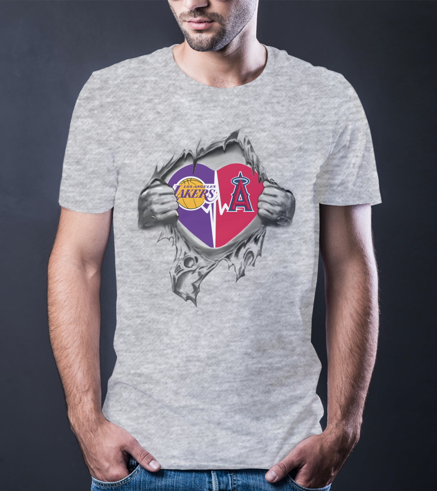 Lakers Los Angeles Angels Heartbeat Fans Unity T-Shirt