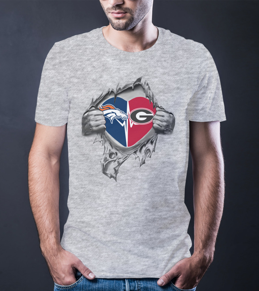 Broncos Georgia Bulldogs Heart T-Shirt