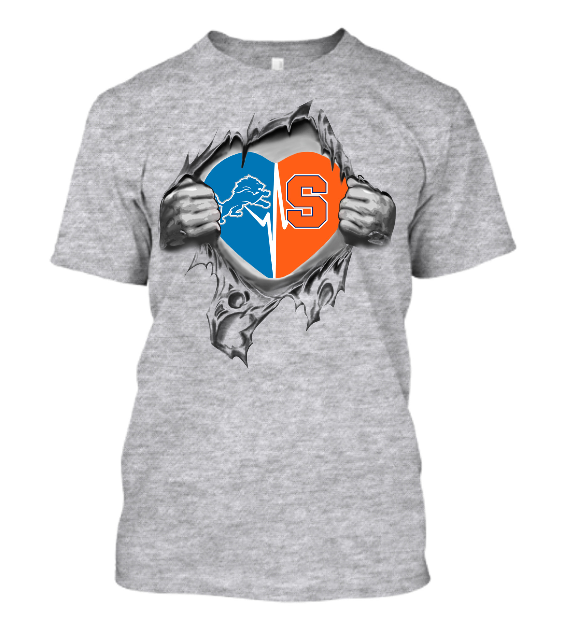 Lions Syracuse Orange Heart Tear T-Shirt