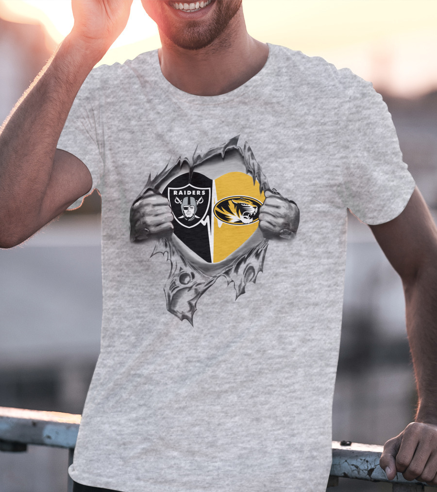Raiders Missouri Tigers Heart Football Fan Passion T-Shirt