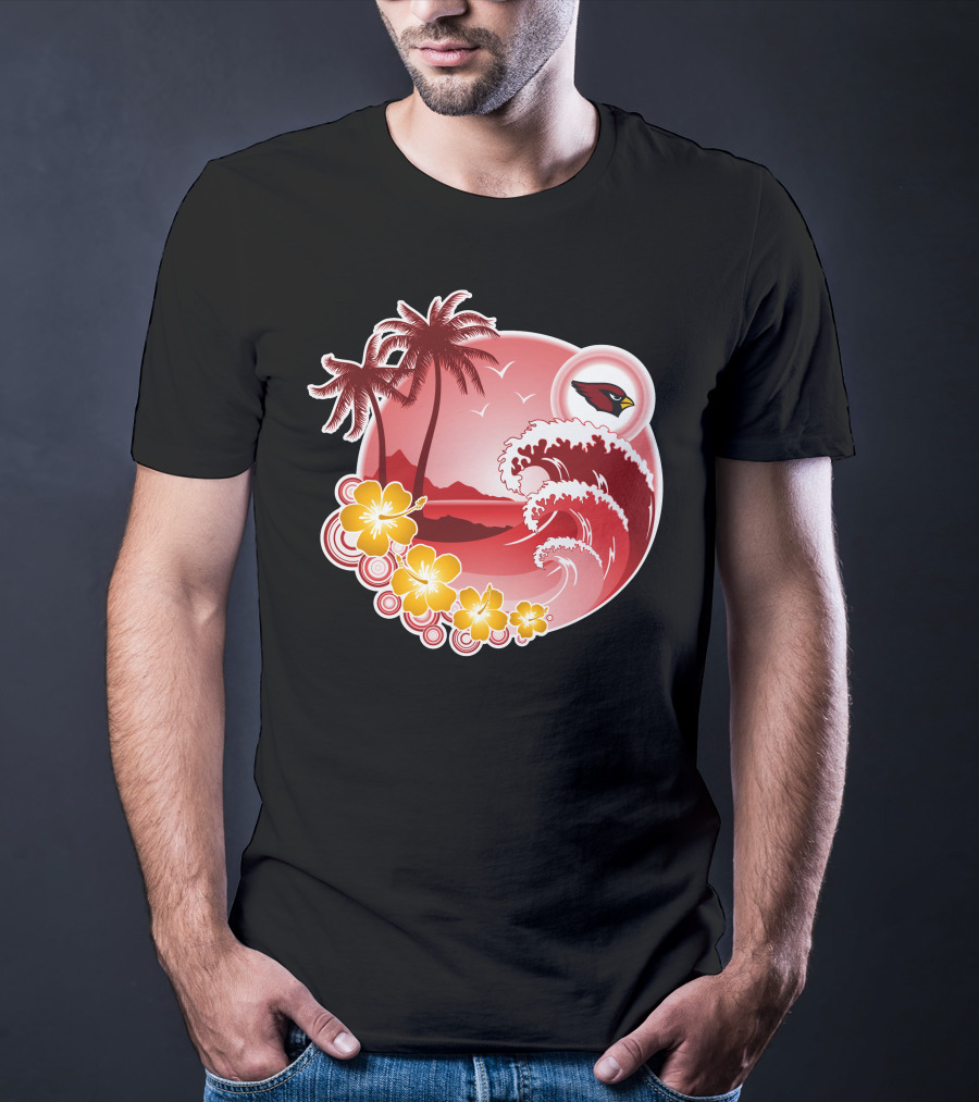 Arizona Cardinals Tropical Holiday Paradise Scene T-Shirt