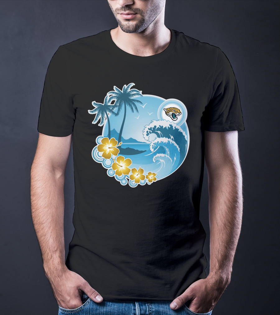 Jacksonville Jaguars Tropical Beach Holiday Wave Scene T-Shirt