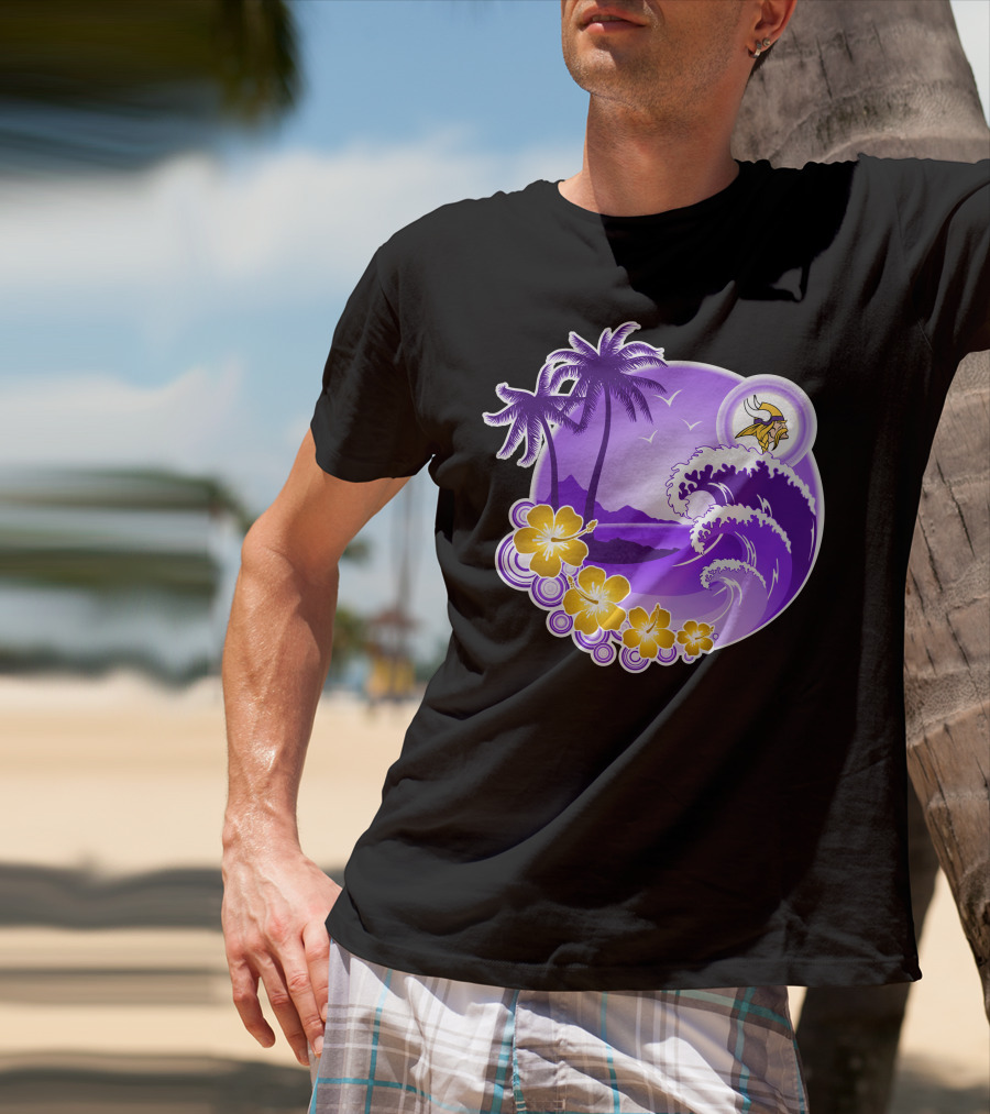 Minnesota Vikings Tropical Wave Happy Holidays T-Shirt