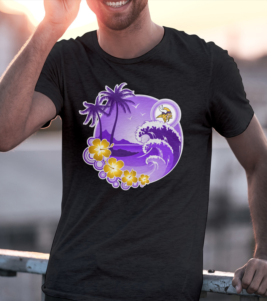 Minnesota Vikings Tropical Wave Happy Holidays T-Shirt